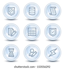 Database web icons, light blue glossy circle buttons