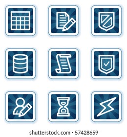 Ícones da Web do banco de dados, botões quadrados azuis