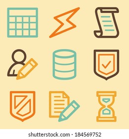 Database web icons set in retro style 
