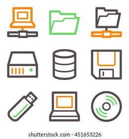 Database web icons set. Software and computers mobile symbols.