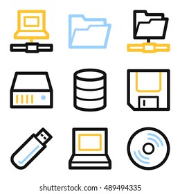 Database web icons set. Software and computers mobile symbols.