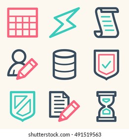 Database web icons set. Software and computers mobile symbols.