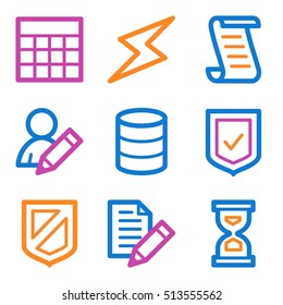Database web icons set. Software and computers mobile symbols.