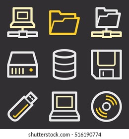 Database web icons set. Software and computers mobile symbols.