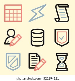 Database web icons set. Software and computers mobile symbols.
