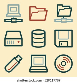 Database web icons set. Software and computers mobile symbols.