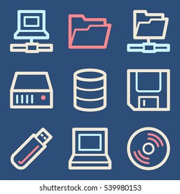 Database web icons set. Software and computers mobile symbols.