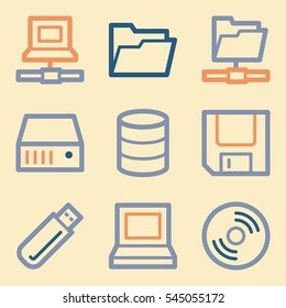 Database web icons set. Software and computers mobile symbols.