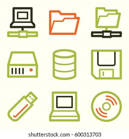Database web icons set. Software and computers mobile symbols.