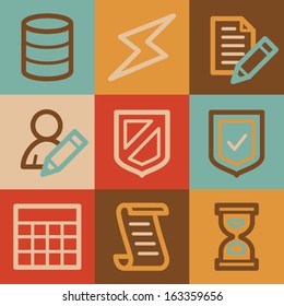 Iconos web de bases de datos, serie vintage
