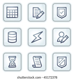 Database web icons, white square buttons series