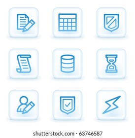 Database web icons, white square buttons