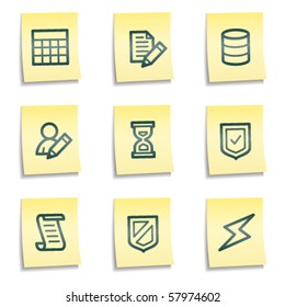 Database web icons, yellow notes series