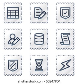 Iconos web de la base de datos, serie de sellos blancos