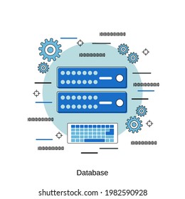 Database, web server, file storage flat design style vector concept illustration