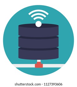 A database with wifi signals showing database hots pot