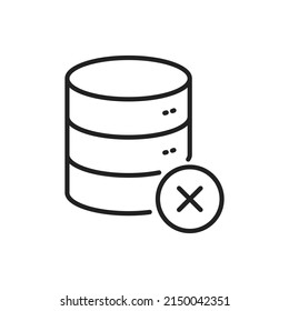 Datenbank funktioniert nicht Symbol. Hochwertige schwarze Vektorgrafik.