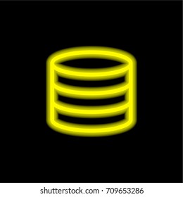 Database yellow glowing neon ui ux icon. Glowing sign logo vector