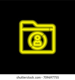 Database yellow glowing neon ui ux icon. Glowing sign logo vector