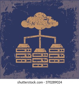 
Database,cloud computing design on old paper background, vector