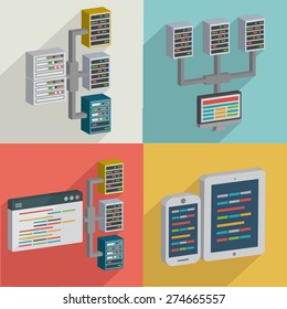 Database,Data server,flat icons design,clean vector