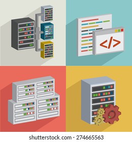 Database,Data server,flat icons design,clean vector