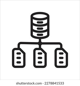 Datenbank, Datenstruktur, Datenspeicherung, Dateispeicherung, Server, OutLine Icon Logo-Symbol Vektor Isolat, Netzwerk- und Technologiesymbol - Set.Geeignet für Webdesign,Logo,App