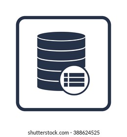 Database-details icon, on white background, rounded rectangle border, blue outline