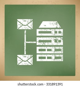 Database,email design on blackboard background,vector