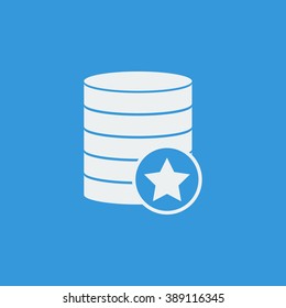 Database-favorite icon, on blue background, white outline, large size symbol