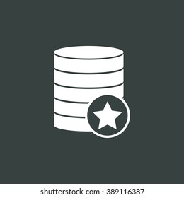 Database-favorite icon, on dark background, white outline, large size symbol