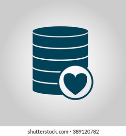 Database-favorite icon, on grey background, blue outline, large size symbol