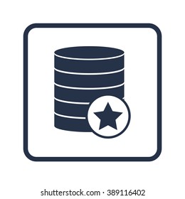 Database-favorite icon, on white background, rounded rectangle border, blue outline