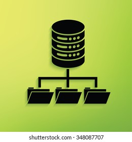 Database,file share on green background,clean vector