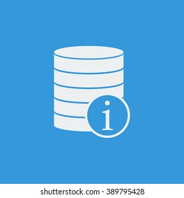 Database-info icon, on blue background, white outline, large size symbol