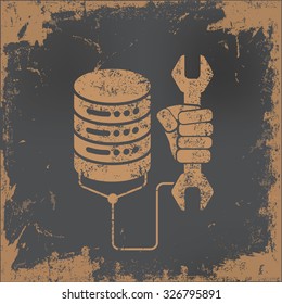 Database,maintenance design on old paper background, vector