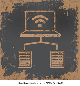 Database,network design on old paper background, vector