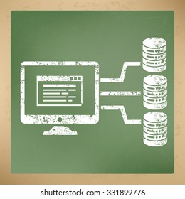 Database,network design on old paper background, vector