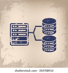 Database,network design on old paper background, vector
