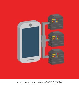 Database,network info graphic on red background,vector