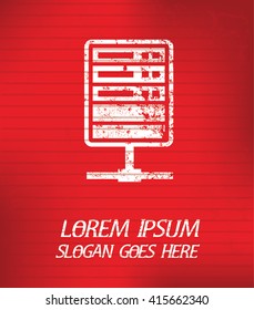 Database,network on red background,poster grunge design
