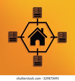 Database,network on yellow background,clean vector
