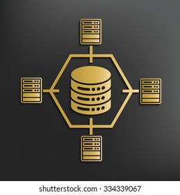 Database,network on yellow background,clean vector