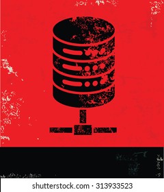 Database,Networking design on red background, grunge vector