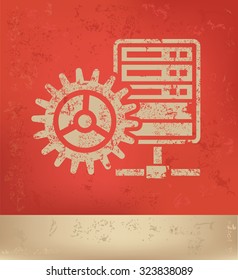 Database,Networking design on red background, grunge vector
