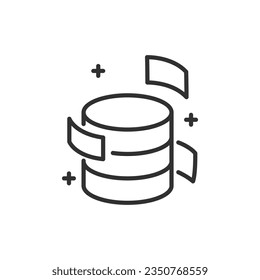 Databases and data parts, linear icon. Line with editable stroke