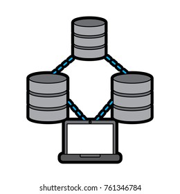databases with laptop data center icon image 