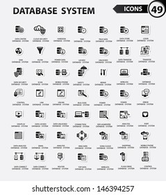 Database,Server computer,Data security,Technology icons,Black version,vector