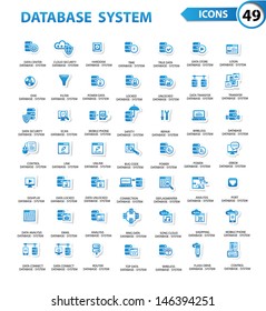 Database,Server Computer,Data Security,Technology Icons,Blue Version,vector