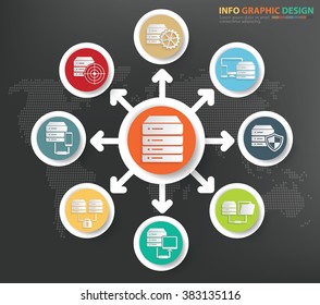 Database,server,big data concept info graphics design,clean vector